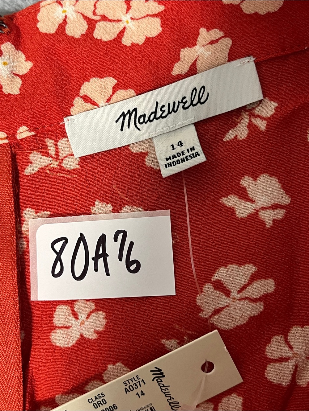 Madewell Midi Faux Wrap Skirt Size 14 Red Coastal - Picture 4 of 9